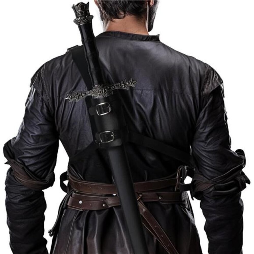 Medieval Leather Back Sword Shoulder Sheath Holster Renaissance Warrior Costume